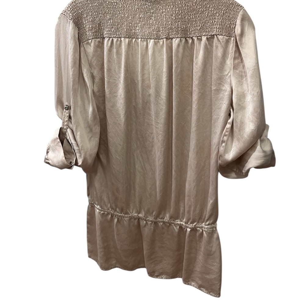 White House Black Market Gold Ruffled Blouse with Mandarin Collar Size M - Picture 3 of 10